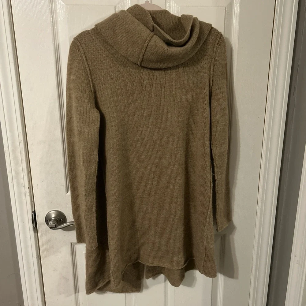 Vince camel brown wool cardigan with hood - Picture 4 of 8